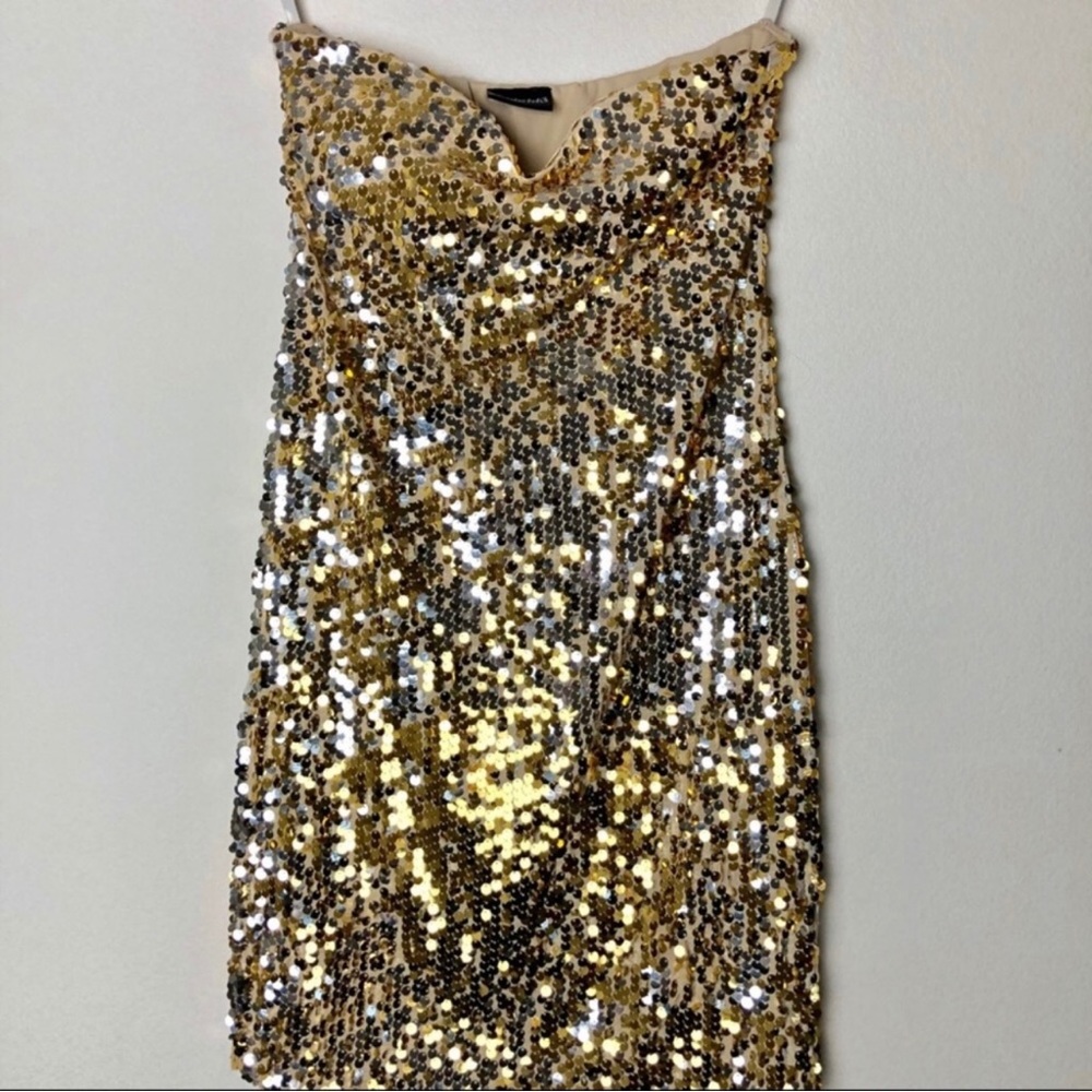 Gold and silver metallic sequin mini dress